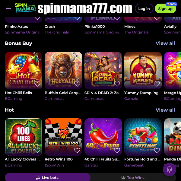 Spinmama – Startseite: Bonus Buy, Heiß