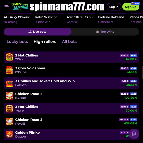 Spinmama – Live-Wetten: High Rollers