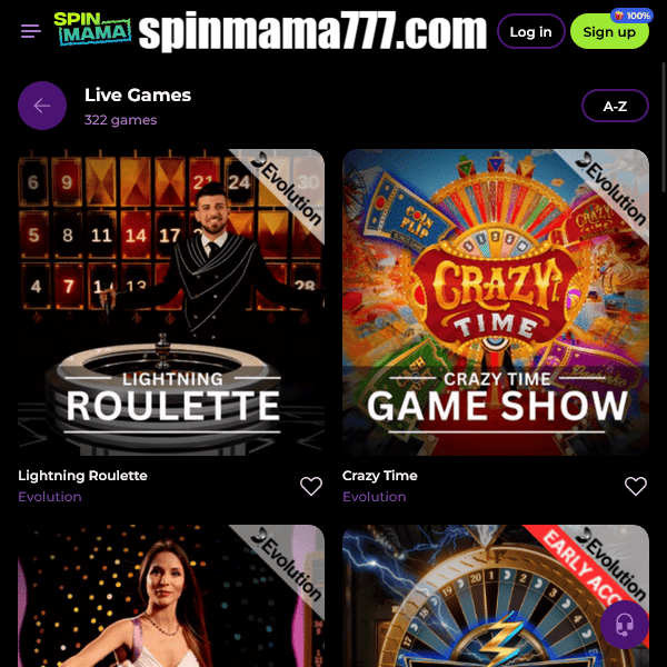 Spinmama – Live-Spiele: Bildschirm 1