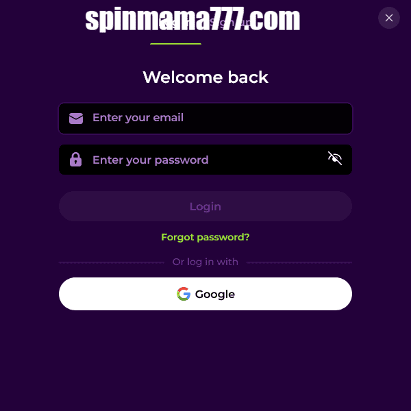 Spinmama – Anmeldefenster